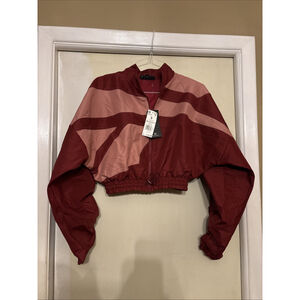 NEW WOMEN’S REEBOK CARDI B HD4776 TRACK TOP SIZE SMALL S RED PINK JACKET